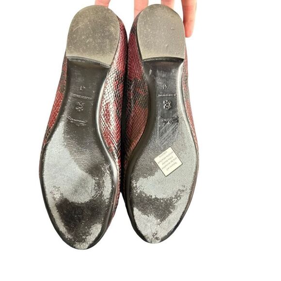 Longchamp Women's Snakeskin Leather Ballerina Flats Shoes Red & Black Size 41 - Picture 6 of 9